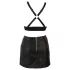 Cottelli - conjunto de top e minissaia de couro sintético (preto) - L