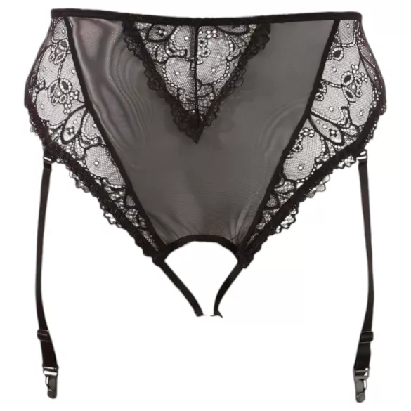 Cottelli Plus Size - calcinha rendada c/ cinta-liga (preta)