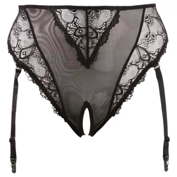 Cottelli Plus Size - calcinha rendada c/ cinta-liga (preta) - XXXXL