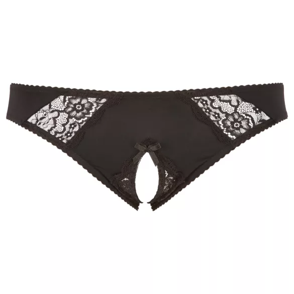 Cottelli Plus Size - rendas, calcinha aberta (preta)
