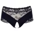 Cottelli Plus Size - calcinha aberta com renda e pérolas - preta