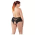 Cottelli Plus Size - calcinha aberta com renda e pérolas - preta - 2XL