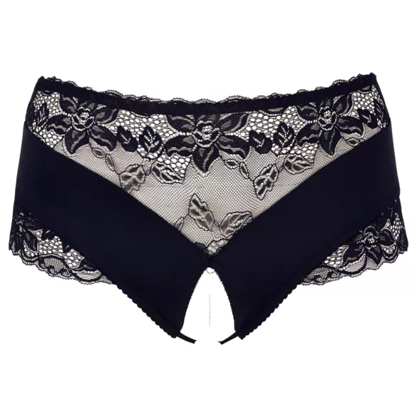Cottelli Plus Size - calcinha aberta com renda e pérolas - preta - 2XL
