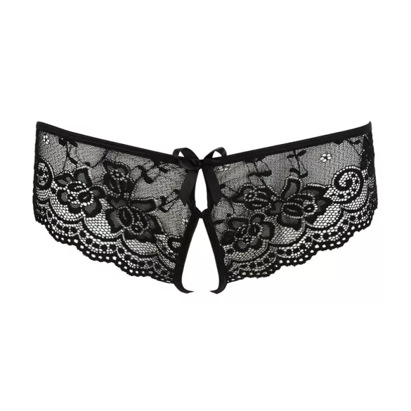Cottelli - calcinha aberta renda laço - preto