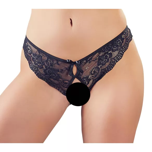 Cottelli - calcinha aberta renda laço - preto - XL