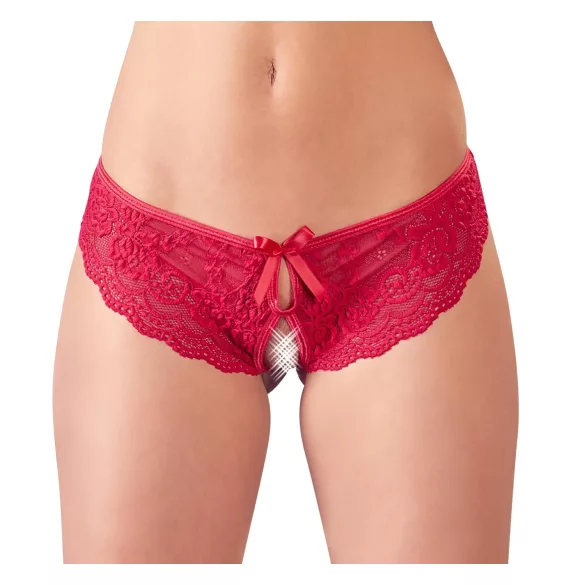 Cottelli - calcinha feminina aberta com laço - renda vermelha - L