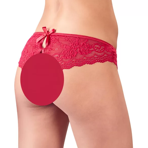 Cottelli - calcinha feminina aberta com laço - renda vermelha - L