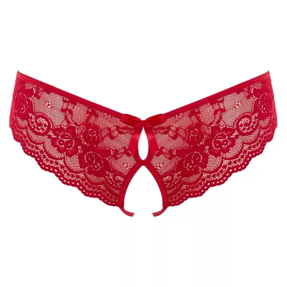 Cottelli - calcinha feminina aberta com laço - renda vermelha - L