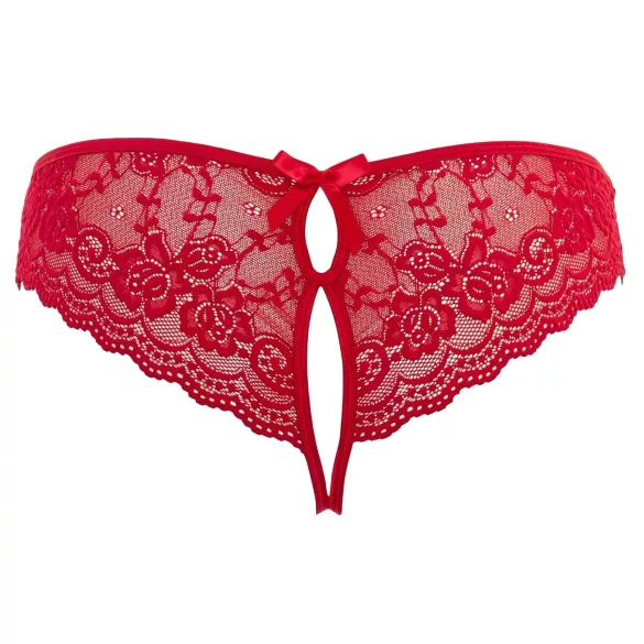 Cottelli - calcinha feminina aberta com laço - renda vermelha - L