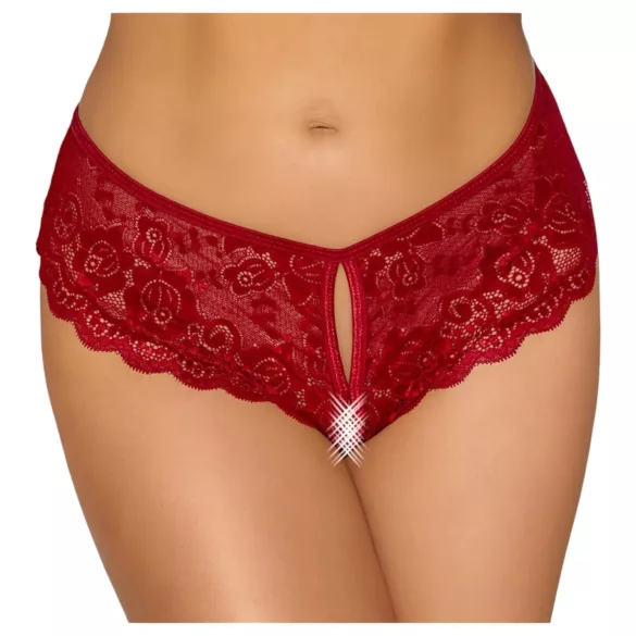 Cottelli - calcinha rendada aberta - vermelho - L