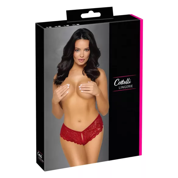 Cottelli - calcinha rendada aberta - vermelho - L