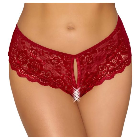 Cottelli - calcinha rendada aberta - vermelho - XL
