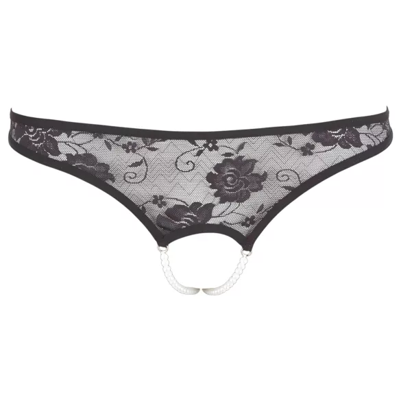 Cottelli - Tanga aberta com pérolas - renda preta - L