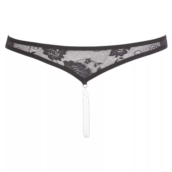 Cottelli - Tanga aberta com pérolas - renda preta - L