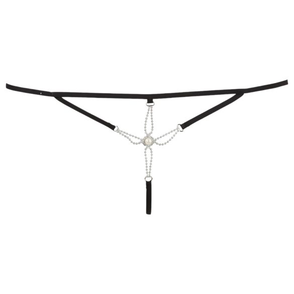 Cottelli - Tanga aberta feminina com strass - preto