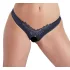 Cottelli - calcinha feminina aberta com pérolas e flores - renda preta - XL