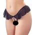 Cottelli - tanga aberta com pérolas e babados - preto - XL