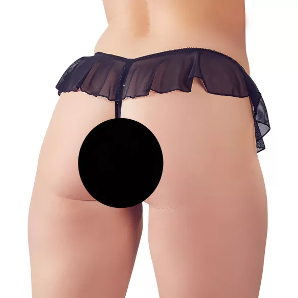 Cottelli - tanga aberta com pérolas e babados - preto - XL