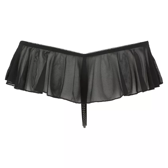 Cottelli - tanga aberta com pérolas e babados - preto - XL