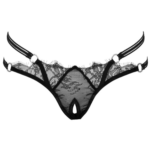 Cottelli - luxo, tanga aberta com anéis (preto)
