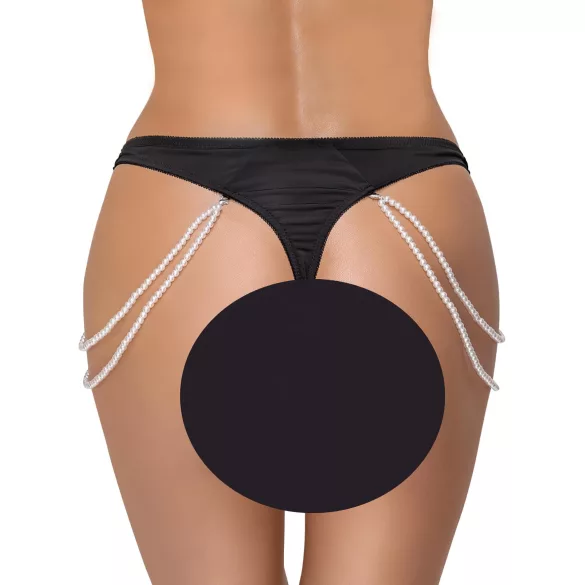 Cottelli - luxo, fio-dental bordado com pérolas (preto)