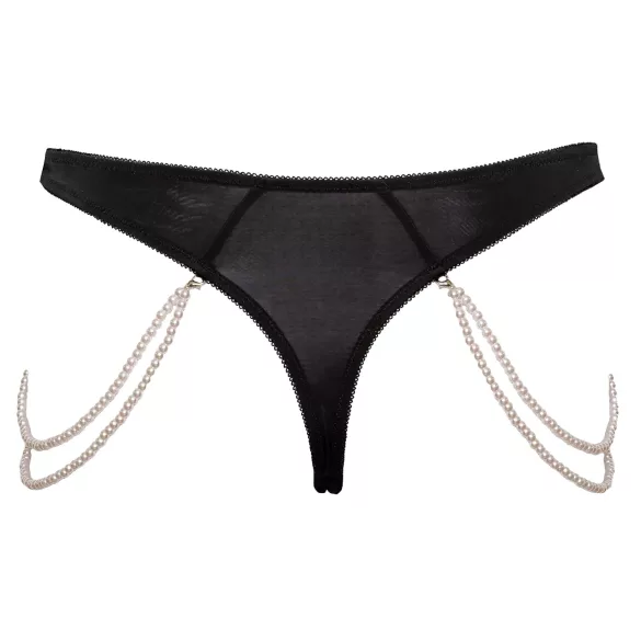 Cottelli - luxo, fio-dental bordado com pérolas (preto)