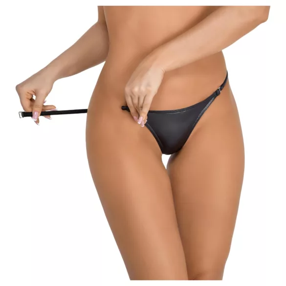 Noir - tanga feminina sexy - efeito brilhante - preto