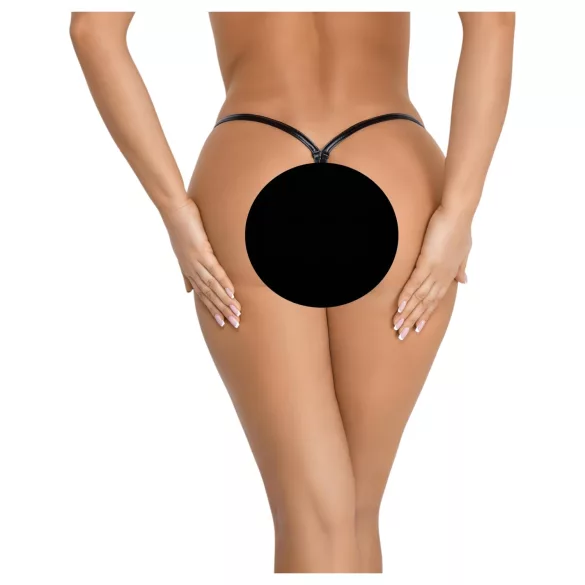 Noir - tanga feminina sexy - efeito brilhante - preto