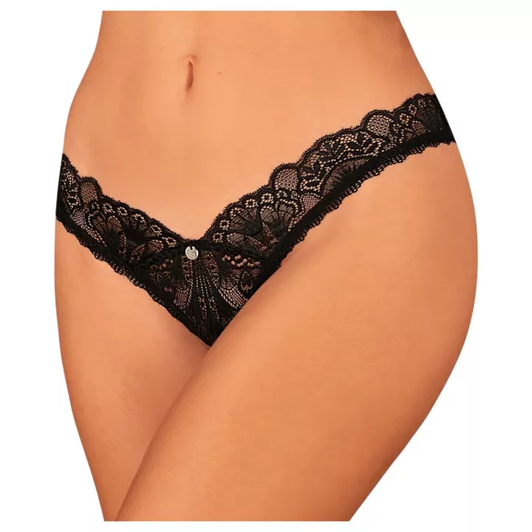 Obsessive - tanga aberta rendada - preto