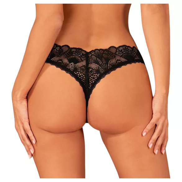 Obsessive - tanga aberta rendada - preto