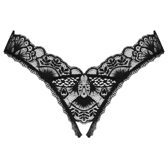 Obsessive - tanga aberta rendada - preto
