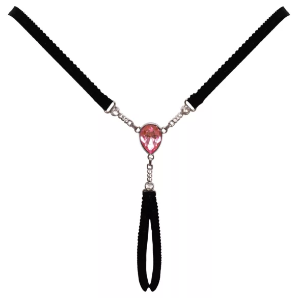 Cottelli - tanga aberta com pedra brilhante - preto (S-L)