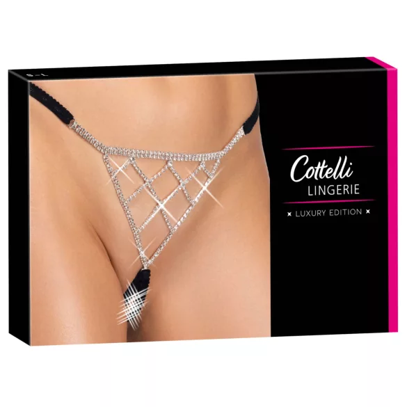 Cottelli - tanga aberta com detalhe prateado - preta (S-L)