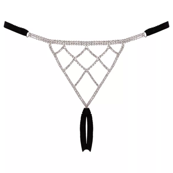 Cottelli - tanga aberta com detalhe prateado - preta (S-L)