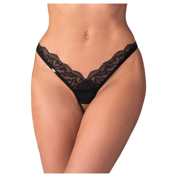 Obsessive - tanga rendado e transparente (preto)