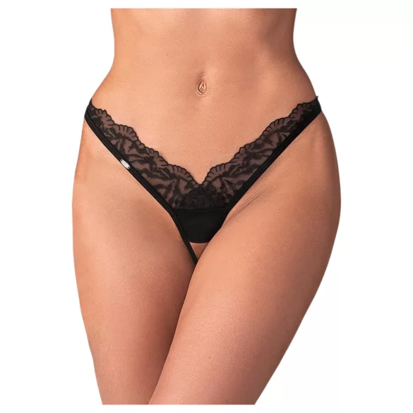 Obsessive - tanga transparente rendada - preto - L/XL