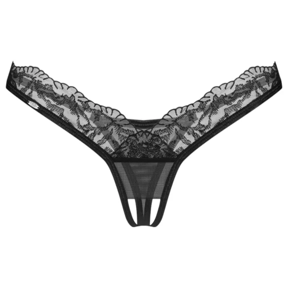 Obsessive - tanga transparente rendada - preto - L/XL