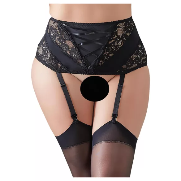 Cottelli Plus Size - cinta-liga rendas plus size - preto - 4XL