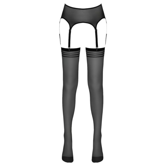 NO:XQSE - meia arrastão com cinta-liga - preta - L/XL