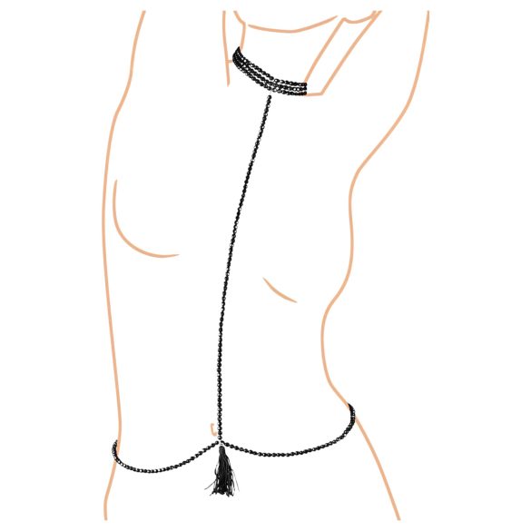 Cottelli - Arnês corporal com pérolas e colar - preto