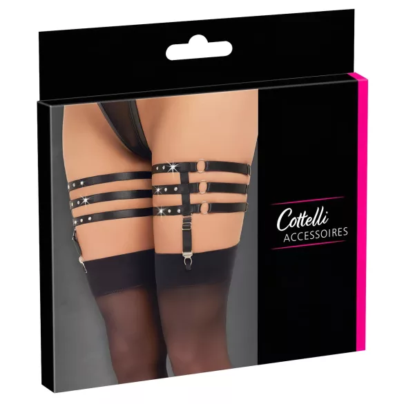 Cottelli - cinta liga efeito couro - preto