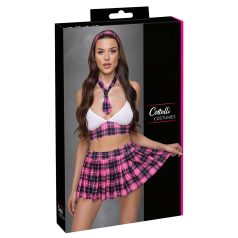 Cottelli - fantasia colegial xadrez - conjunto - rosa