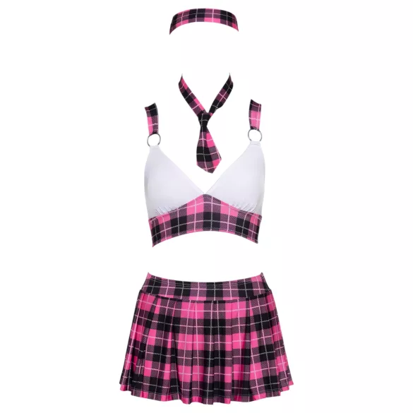 Cottelli - fantasia colegial xadrez - conjunto - rosa