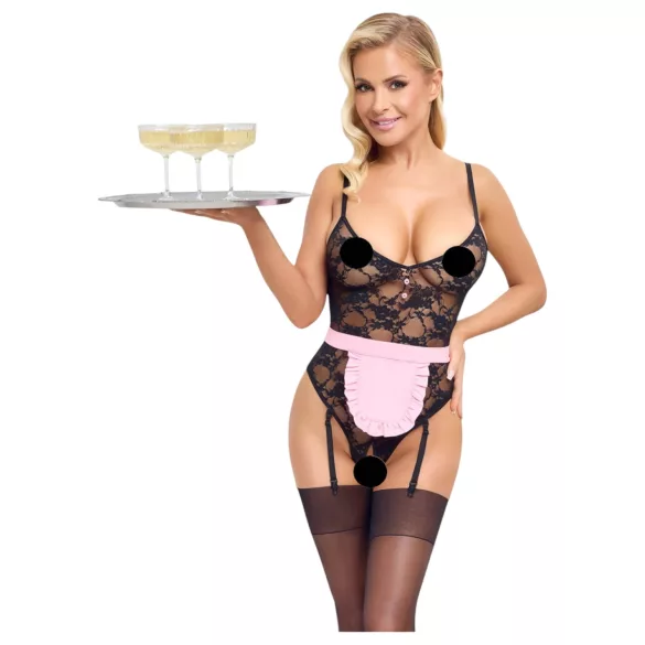 Cottelli - fantasia de empregada transparente - preto e rosa - M