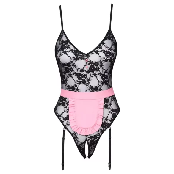 Cottelli - fantasia de empregada transparente - preto e rosa - M