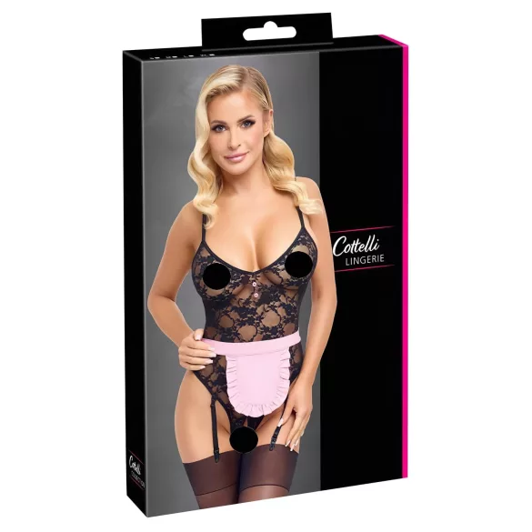 Cottelli - fantasia de empregada transparente - preto e rosa - M