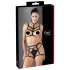 Cottelli - arnês corporal decorativo preto, conjunto de lingerie trio (S-L)