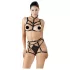 Cottelli - arnês corporal decorativo preto, conjunto de lingerie trio (S-L)
