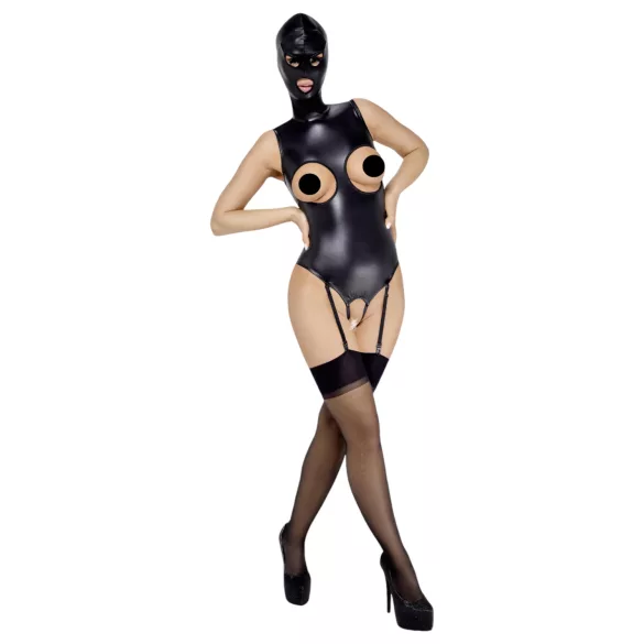 Bad Kitty - body aberto embaixo e em cima com máscara oral - preto