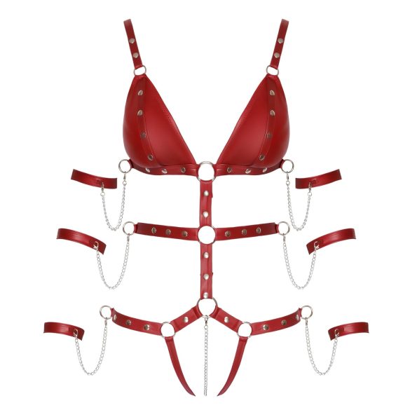 Bad Kitty - corpo bondage cravejado (vermelho) - M